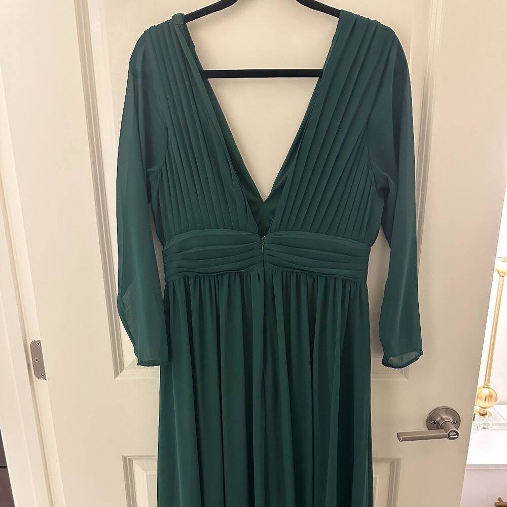 LOVE BY DESIGN - Iris Plunge Neck Long Sleeve Maxi Dress - Large